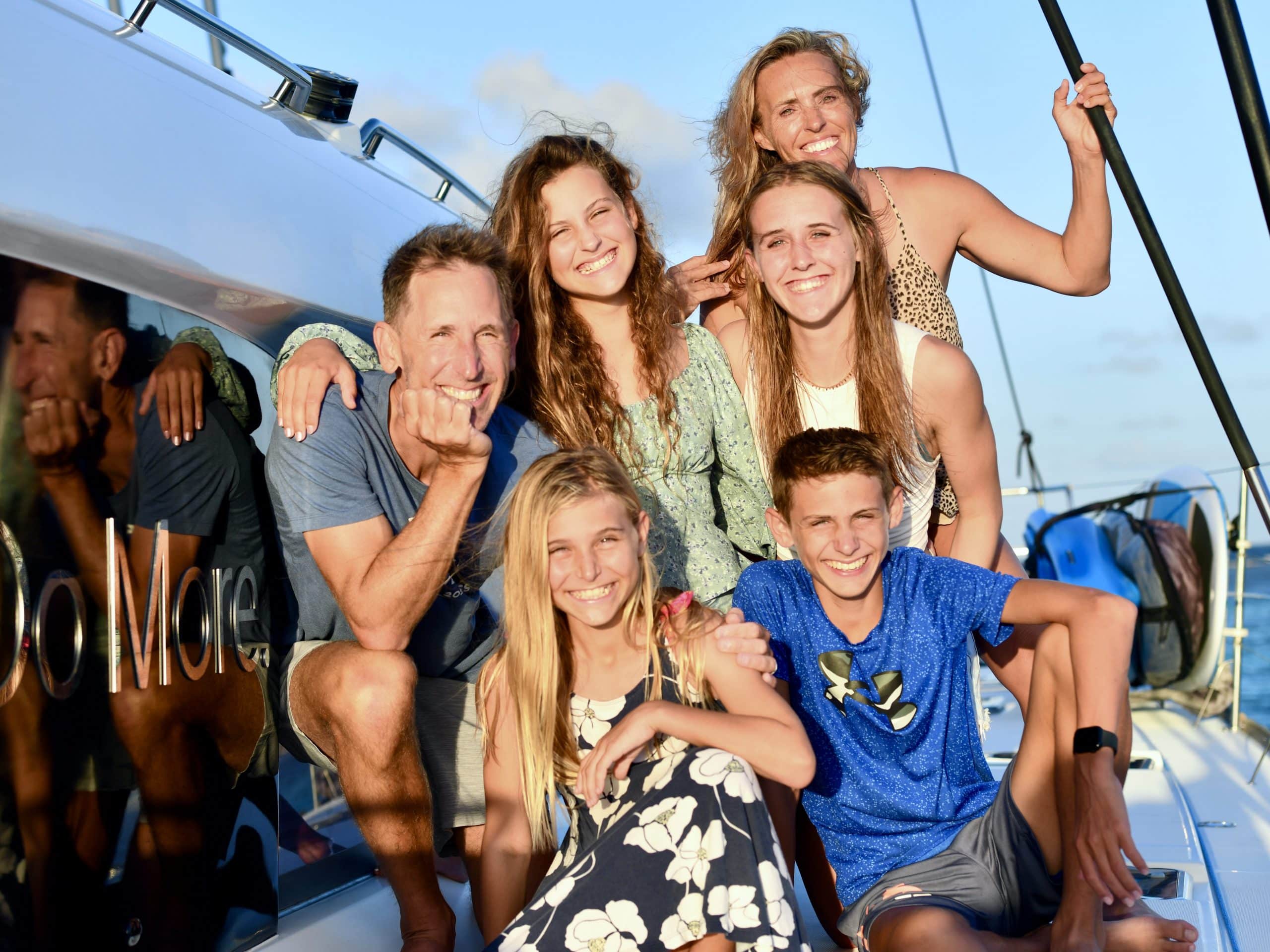 Steve Welch and his family on a boat